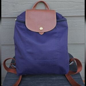 Longchamp Le Pliage Nylon Foldable Original Backpack Purple Brown 1011667